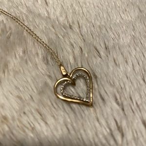 Heart gold necklace with little heart diamond like stones